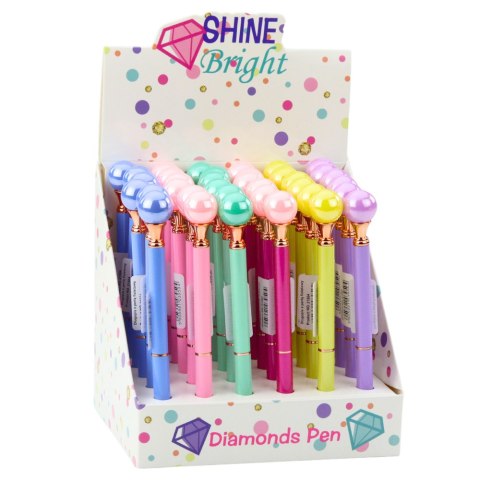 LEAN Długopis Z Dużą Perłą Obrotowy Mechanizm Niebieski Tusz 1.0mm Mix