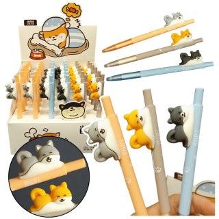 LEAN Długopis Z Figurką Pieska Shiba Niebieski Tusz 0.5mm