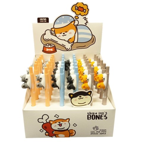 LEAN Długopis Z Figurką Pieska Shiba Niebieski Tusz 0.5mm
