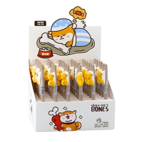 LEAN Długopis Z Figurką Żółtego Pieska Shiba Niebieski Tusz 0.5mm