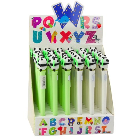 LEAN Długopis Z Pandą Świecący Niebieski Tusz Zielony Biały