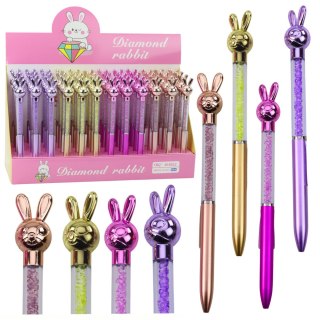 LEAN Długopis Z Zającem Diamenciki Niebieski Wkład 0.7mm Mix