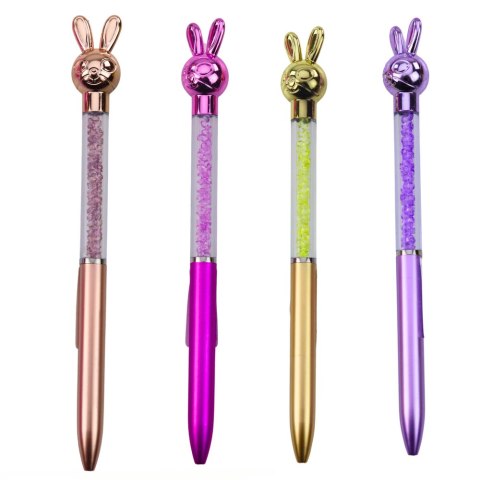 LEAN Długopis Z Zającem Diamenciki Niebieski Wkład 0.7mm Mix