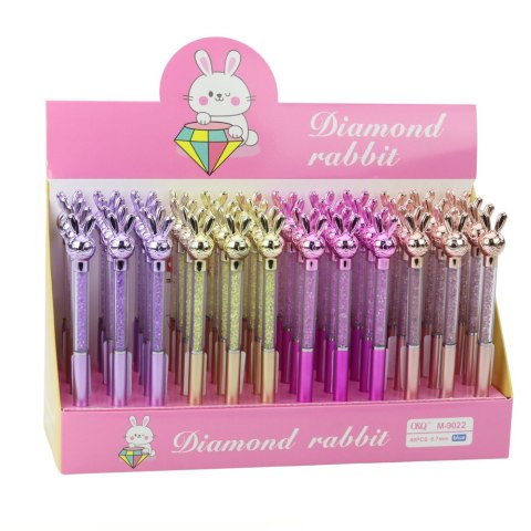 LEAN Długopis Z Zającem Diamenciki Niebieski Wkład 0.7mm Mix