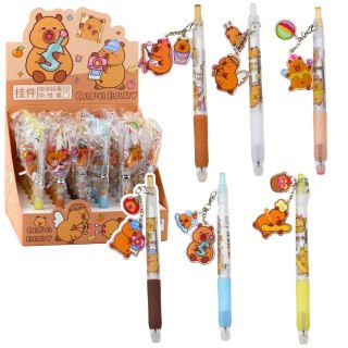 LEAN Długopis Żelowy Kapibara Brelok Niebieski Tusz 14,5cm Mix