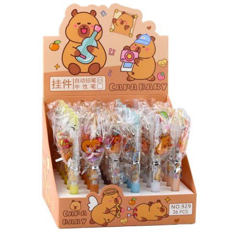 LEAN Długopis Żelowy Kapibara Brelok Niebieski Tusz 14,5cm Mix