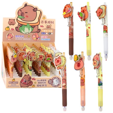 LEAN Długopis Żelowy Kapibara Z Obrotowym Elementem Niebieski Tusz 14,5cm Mix