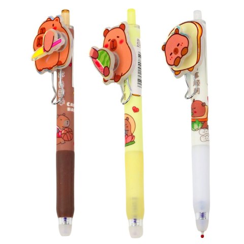 LEAN Długopis Żelowy Kapibara Z Obrotowym Elementem Niebieski Tusz 14,5cm Mix