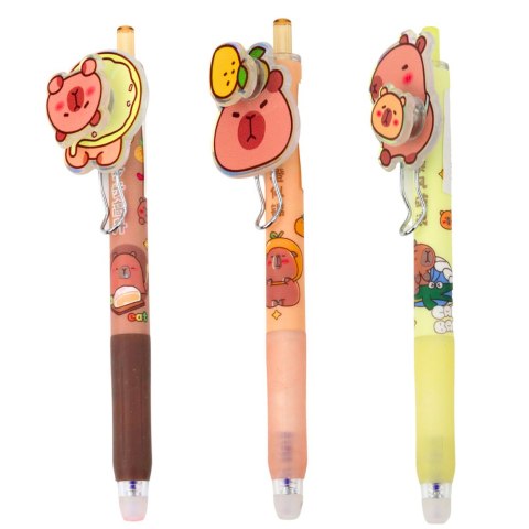 LEAN Długopis Żelowy Kapibara Z Obrotowym Elementem Niebieski Tusz 14,5cm Mix