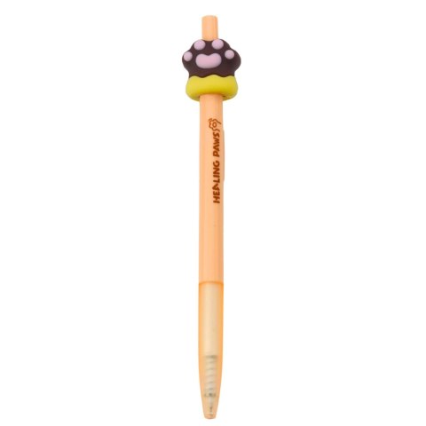 LEAN Długopis Żelowy Kocia Łapka Brązowa Niebieski Tusz 15cm 0.5mm