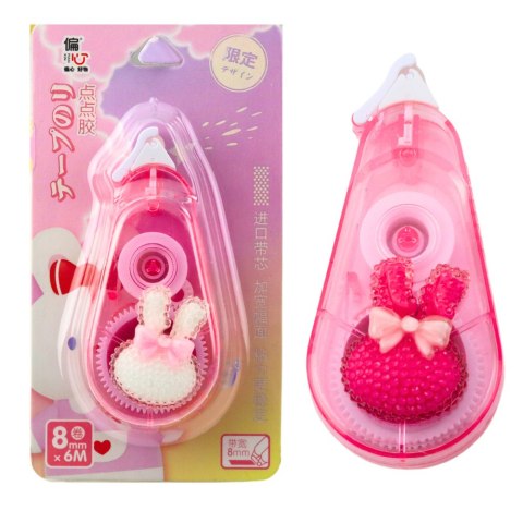 LEAN Korektor W Taśmie Myszka Szkolny Biurowy Ozdobny Zajączek Różowy 8mm x 6m