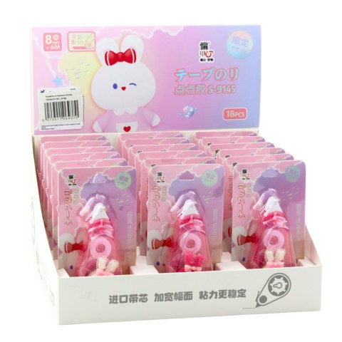 LEAN Korektor W Taśmie Myszka Szkolny Biurowy Ozdobny Zajączek Różowy 8mm x 6m