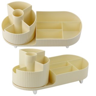 LEAN Organizer Wielofunkcyjny Na Kosmetyki Biurko Obrotowy Pojemny Beżowy