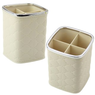 LEAN Organizer Pojemnik Na Pędzle Cztery Przegrody Biały 12 x 9,5cm