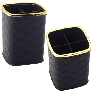 LEAN Organizer Pojemnik Na Pędzle Cztery Przegrody Czarny 12 x 9,5cm