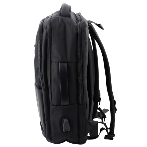 LEAN Plecak Miejski Biznesowy USB Pas Piersiowy Czarny 26L 45cm