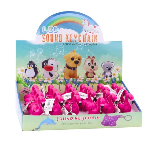 LEAN TOYS Brelok Do Kluczy Plecaka Flaming LED Dźwięki Różowy