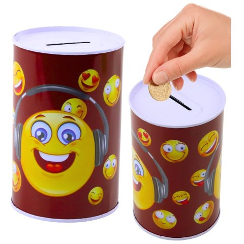 LEAN TOYS Skarbonka Metalowa Emotki Niebieska Brązowa 13 x 8cm