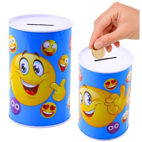 LEAN TOYS Skarbonka Metalowa Emotki Niebieska Brązowa 13 x 8cm