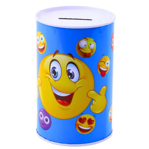 LEAN TOYS Skarbonka Metalowa Emotki Niebieska Brązowa 13 x 8cm
