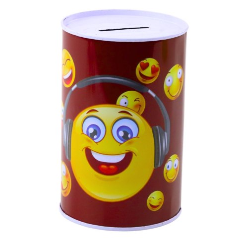 LEAN TOYS Skarbonka Metalowa Emotki Niebieska Brązowa 13 x 8cm