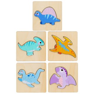 LEAN TOYS Układanka Drewniana Puzzle Kolorowa 11 x 11cm Mix