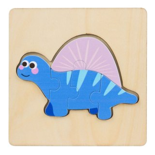 LEAN TOYS Układanka Drewniana Puzzle Kolorowa 11 x 11cm Mix