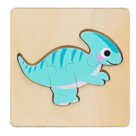 LEAN TOYS Układanka Drewniana Puzzle Kolorowa 11 x 11cm Mix