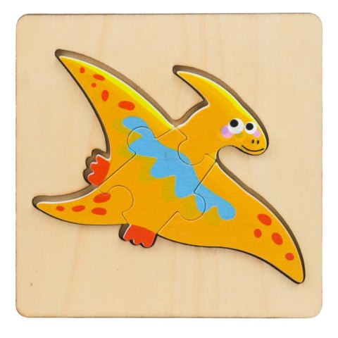 LEAN TOYS Układanka Drewniana Puzzle Kolorowa 11 x 11cm Mix