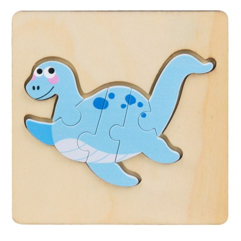 LEAN TOYS Układanka Drewniana Puzzle Kolorowa 11 x 11cm Mix