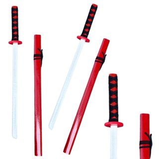 LEAN Toys Drewniana Katana Miecz Do Zabawy Treningu Rekwizyt Czerwony 70cm