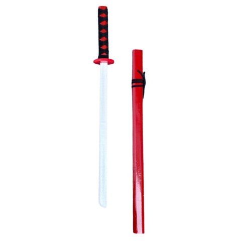 LEAN Toys Drewniana Katana Miecz Do Zabawy Treningu Rekwizyt Czerwony 70cm