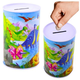 LEAN Toys Skarbonka Z Dinozaurami Metalowa Kolorowa 13 x 8cm