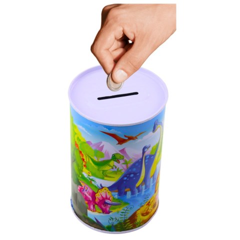 LEAN Toys Skarbonka Z Dinozaurami Metalowa Kolorowa 13 x 8cm