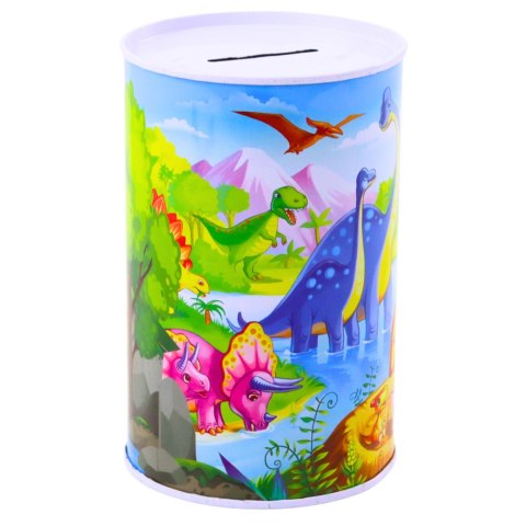 LEAN Toys Skarbonka Z Dinozaurami Metalowa Kolorowa 13 x 8cm