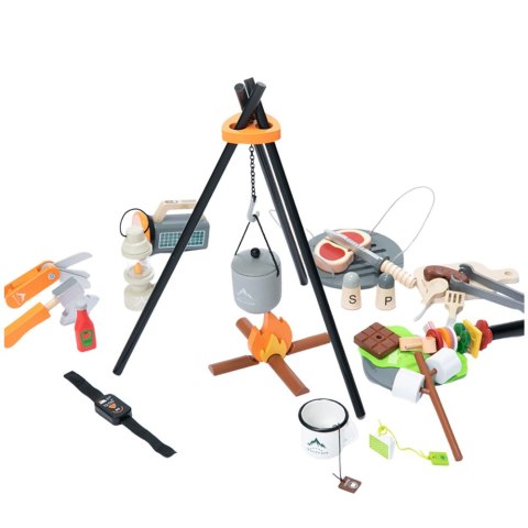 LEAN Toys Zestaw Do Biwakowania Drewniany Ognisko Akcesoria 45 El