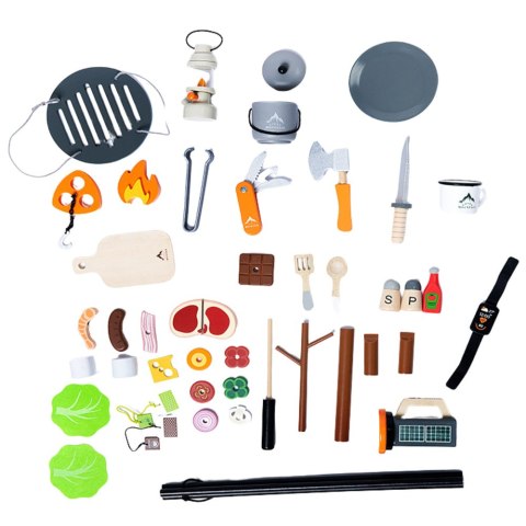 LEAN Toys Zestaw Do Biwakowania Drewniany Ognisko Akcesoria 45 El