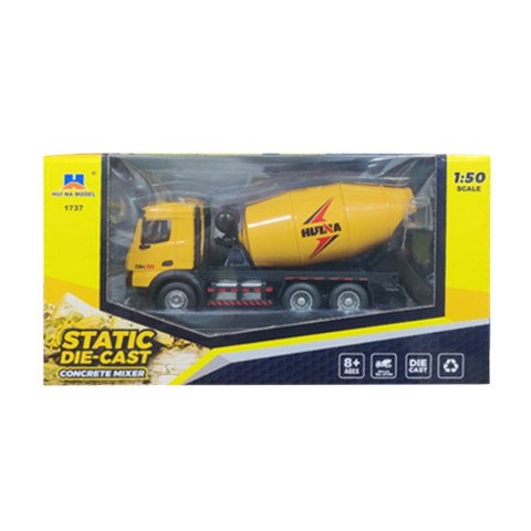 HUINA Betoniarka Pojazd Budowlany Metalowa Huina Żółta 1:50
