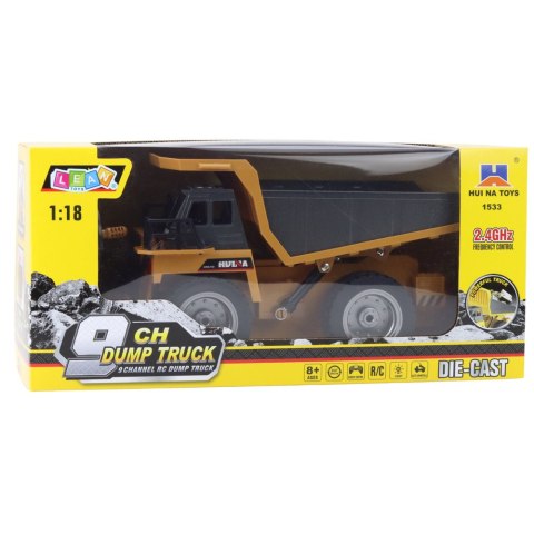 HUINA Ciężarówka Wywrotka Huina Zdalnie Sterowana RC Żółta 9-CH 1:18