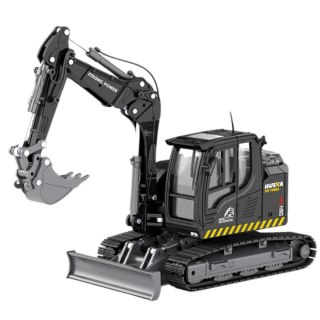 HUINA Koparka Gąsienicowa Ze Spychaczem Metalowa Huina Czarna 1:50