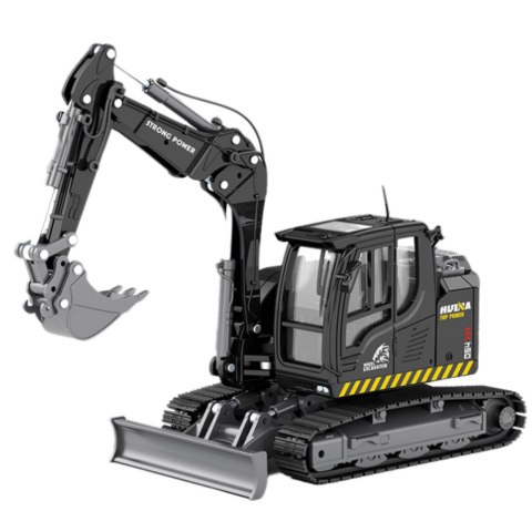 HUINA Koparka Gąsienicowa Ze Spychaczem Metalowa Huina Czarna 1:50