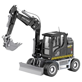 HUINA Koparka Kołowa Ze Spychaczem Metalowa Huina Czarna 1:50