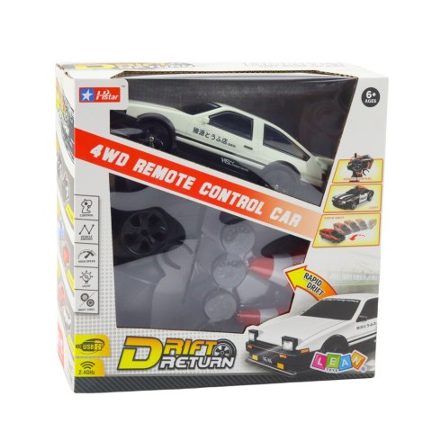 LEAN Toys Auto Sportowe Do Driftu Wymienne Koła Zdalnie Sterowany RC 4WD Biały
