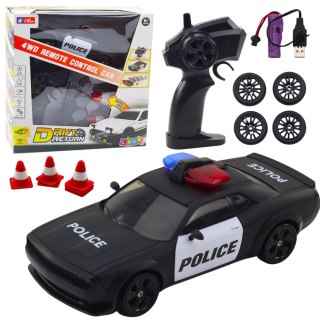 LEAN Toys Auto Sportowe Do Driftu Wymienne Koła Zdalnie Sterowany RC 4WD Policja