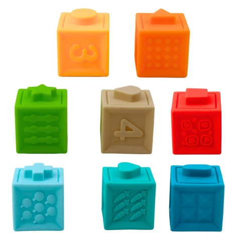 LEAN Toys Gumowe Klocki Sensoryczne Edukacyjne Dla Malucha Liczby Zwierzęta Wzory 8el