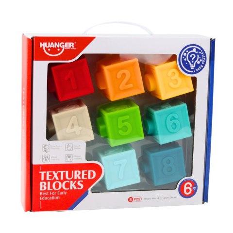 LEAN Toys Gumowe Klocki Sensoryczne Edukacyjne Dla Malucha Liczby Zwierzęta Wzory 8el