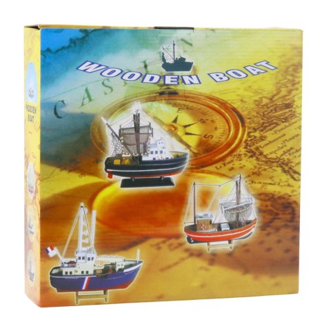 LEAN Toys Model Kolekcjonerski Dekoracyjny Statek Kuter Rybacki Czerwony 30x26cm