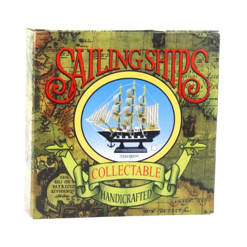 LEAN Toys Model Kolekcjonerski Dekoracyjny Statek Żaglowiec Biało-Niebieski 18x17cm
