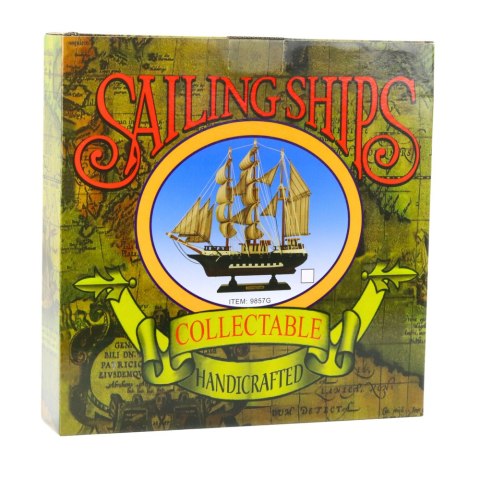 LEAN Toys Model Kolekcjonerski Dekoracyjny Statek Żaglowiec Biało-Niebieski 33x31cm