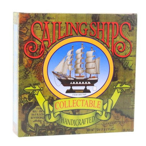 LEAN Toys Model Kolekcjonerski Dekoracyjny Statek Żaglowiec Trójmasztowy Biały 24x23cm